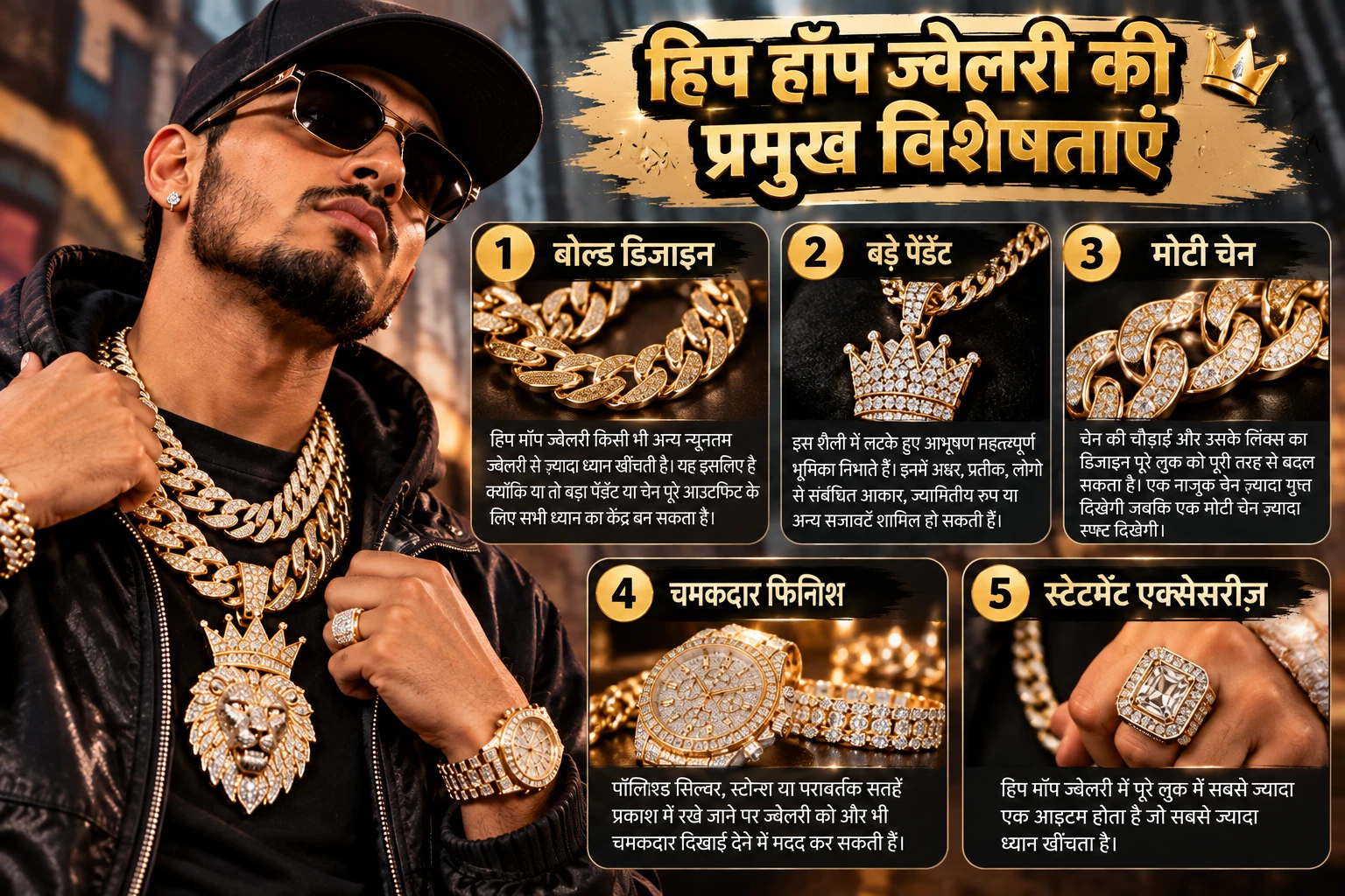 हिप हॉप ज्वेलरी की प्रमुख विशेषताएं